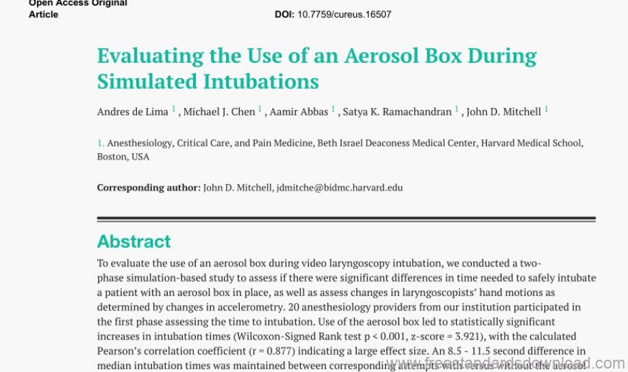Evaluating the Use of an Aerosol Box During Simulated Intubations