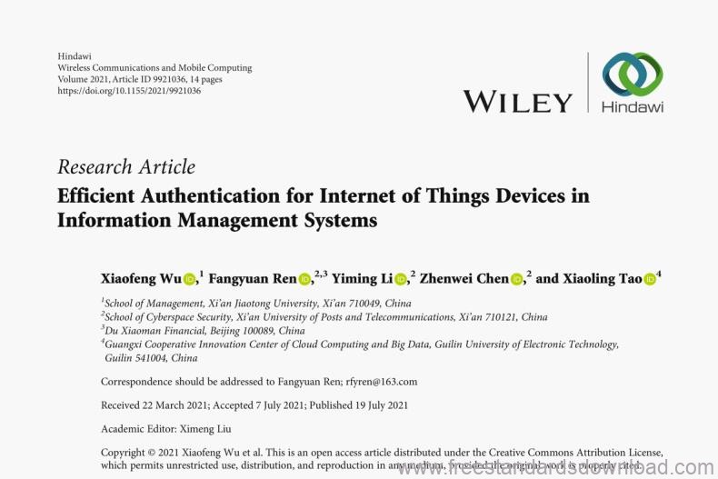 Efficient Authentication for Internet of Things Devices in Information Management Systems