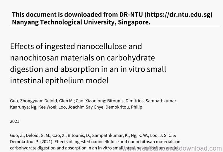 Effects of ingested nanocellulose and nanochitosan materials on carbohydrate digestion and absorption in an in vitro small intestinal epithelium model
